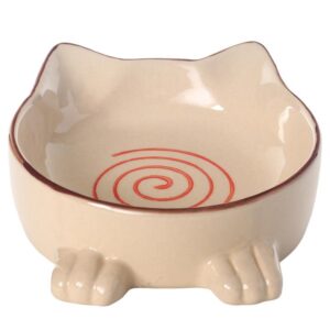 Paws For Life Cat Shaped Ceramic Pet Bowl Beige