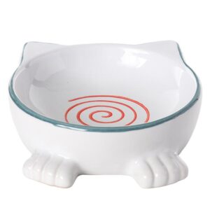 Paws For Life Cat Shaped Ceramic Pet Bowl White