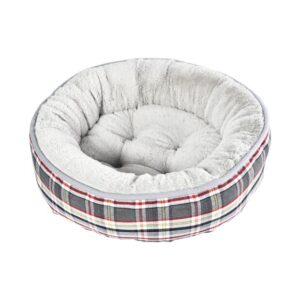 Paws For Life Reversible Round Bed Tartan Grey