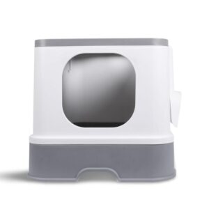 Pawz Fully Enclosed Odour Control Cat Litter Box Grey