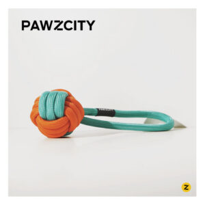Pawzcity Interactive Rope Ball With Loop - Rockmelon 1 Pack