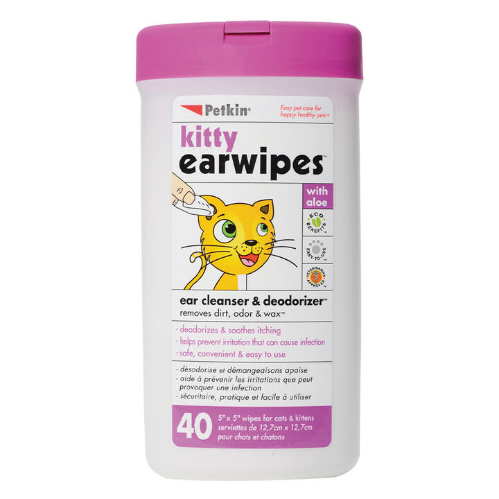 Petkin Kitty Ear Wipes For Cats And Kittens 40 Pack