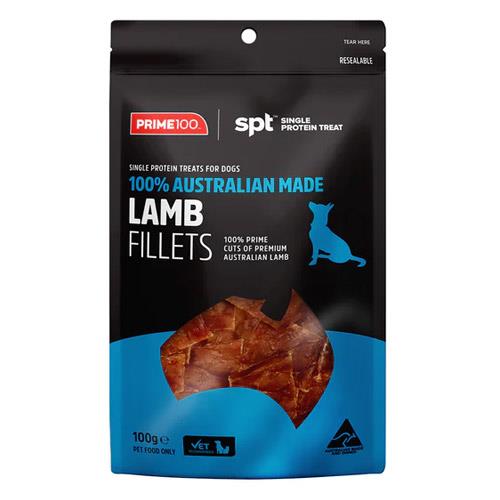 Prime100 Spt Single Protein Lamb Fillets Treats For Dogs 100gm 1 Pack