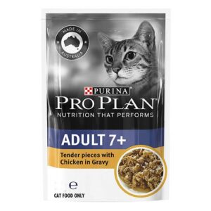 Pro Plan Adult 7+ Tender Pieces With Chicken In Gravy Wet Cat Food 85gm 12 Pouches