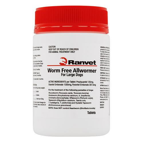 Ranvet Allwormer For Large Dogs 25 Kg 25 Tablets