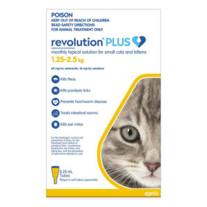 Revolution Plus For Kittens And Small Cats 1.25 - 2.5kg (Yellow) 6 Pack + 2 Free