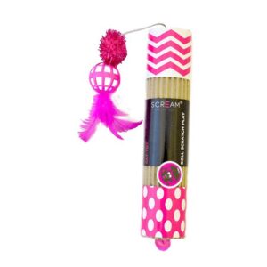 Scream Cat Toy Cardboard Roller Pink