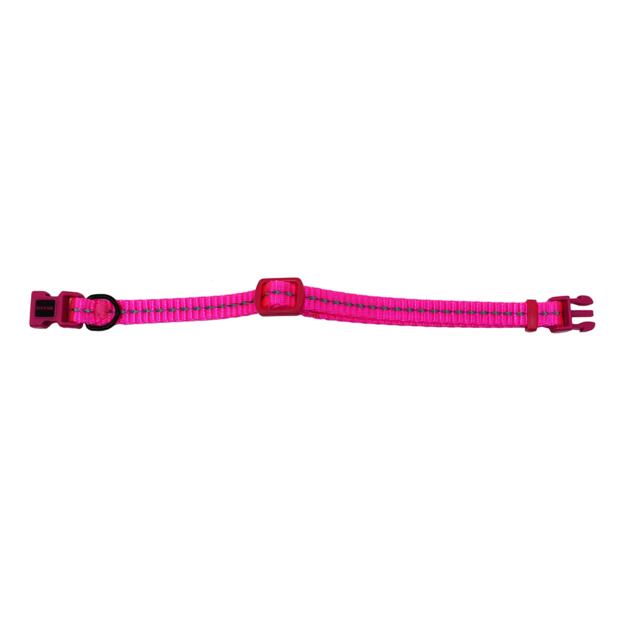 Scream Reflective Adjustable Nylon Puppy Collar Loud Pink