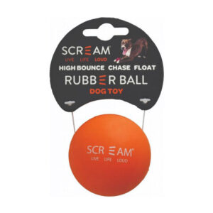 Scream Rubber Ball Dog Toy - Loud Orange 1 X 6cm - Medium