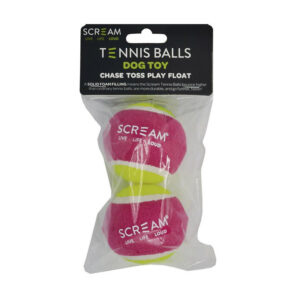 Scream Tennis Balls Dog Toy - Loud Green And Pink 2 X 6.5cm - Medium