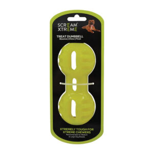 Scream Xtreme Treat Dumbbell Dog Toy - Loud Green 1 X 13cm - Medium/Large