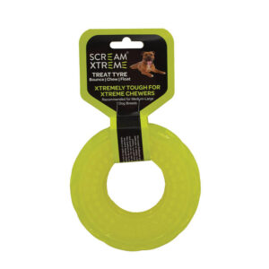 Scream Xtreme Treat Tyre Dog Toy - Loud Green 13 Cm X 4.5cm - Medium/Large