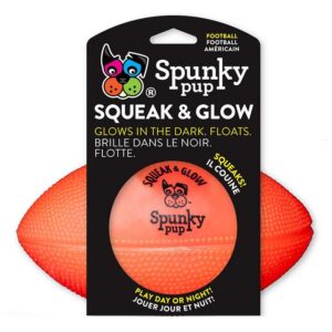 Spunky Pup Squeak And Glow Football 14cm 1 Pack