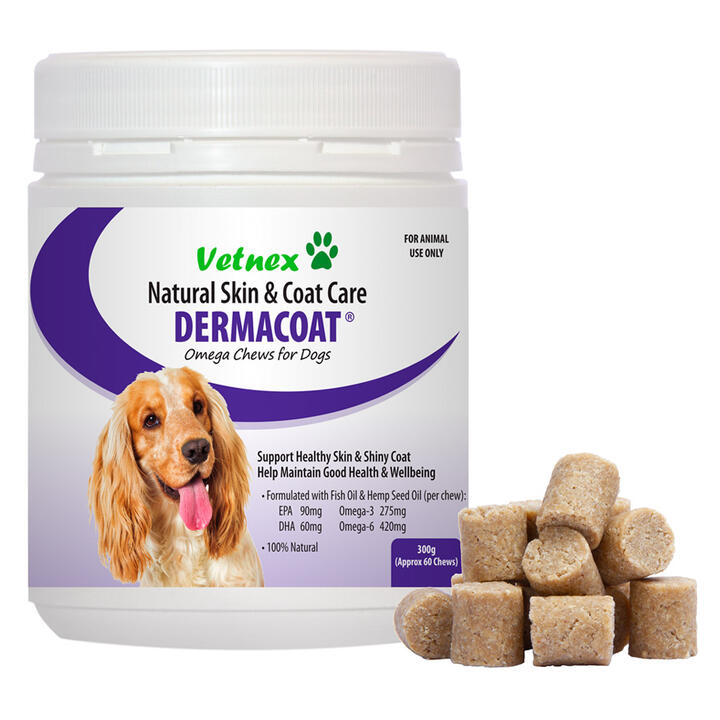 Vetnex Dermacoat Natural Skin & Coat Care Omega Chews For Dogs 300 Gm