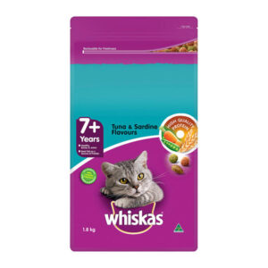 Whiskas Adult 7+ Years Tuna & Sardine Flavours Dry Cat Food 1.8 Kg