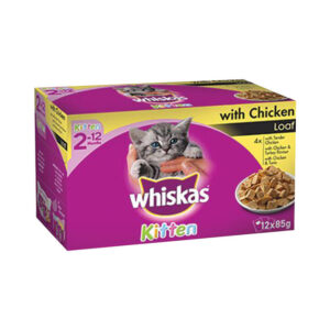 Whiskas Kitten 2-12 Months With Chicken Favourites In Gravy Wet Cat Food 85gm 12 Pack