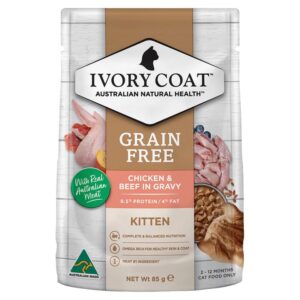 Ivory Coat Grain Free Kitten Chicken And Beef In Gravy Wet Cat Food