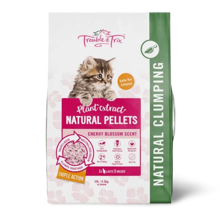 Trouble And Trix Natural Pellets Clumping Cat Litter Cherry Blossom