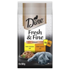 Dine Fresh And Fine In Gravy Chicken And Turkey Wet Cat Food Pouches