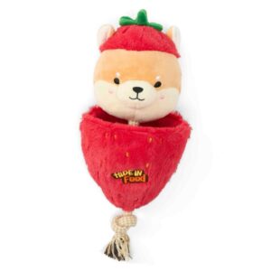 Paws For Life 2 In 1 Crinkle Strawberry Corgi And Rope Dog Tug Toy