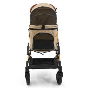 Paws For Life Foldable Pet Stroller Beige For Cats And Dogs