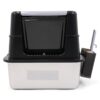 The Catsentials Large Enclosed Stainless Steel Cat Litter Box Black