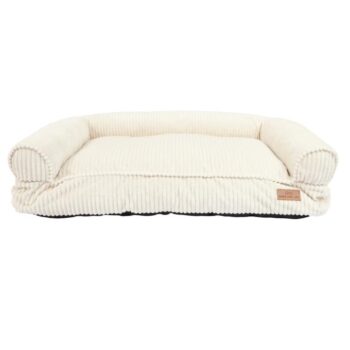 Paws For Life Plush Corduroy Rectangular Dog Bed Cream