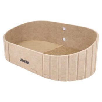 The Catsentials Oval Felt Cat Scratcher Bed Beigie