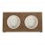Charlies Pet Raised Wooden Dual Pet Feeder With Porcelain Bowls Natural Feeder Brown Medium
